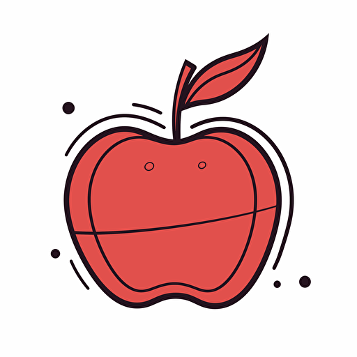 simple 2d vector inkline red apple