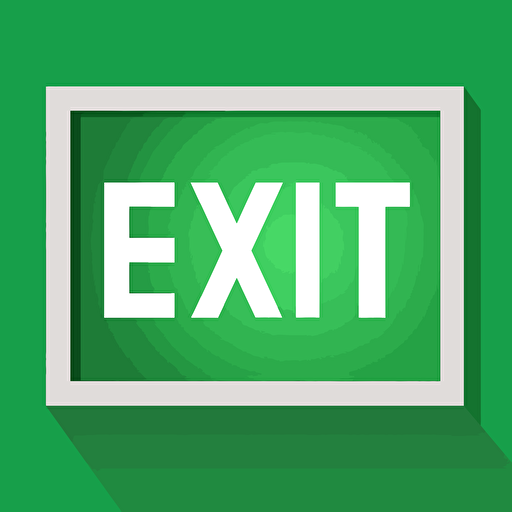 Exit sign, text, 4 letters. flat vector art