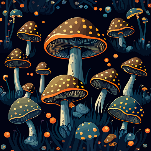 a magic mushroom pattern in a vector style