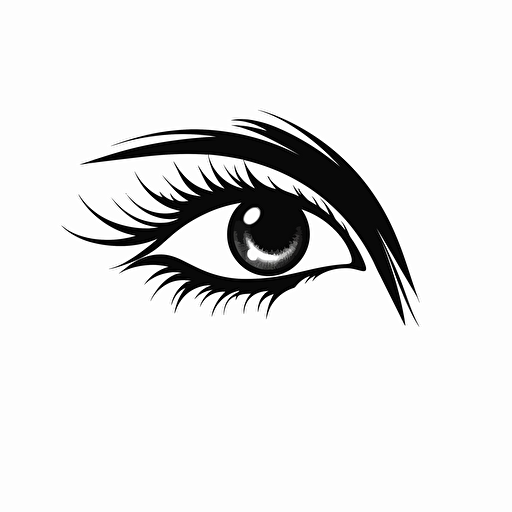 abstract iconic logo of a cartoon eye with questionmarks as lashes , black vector, white background
