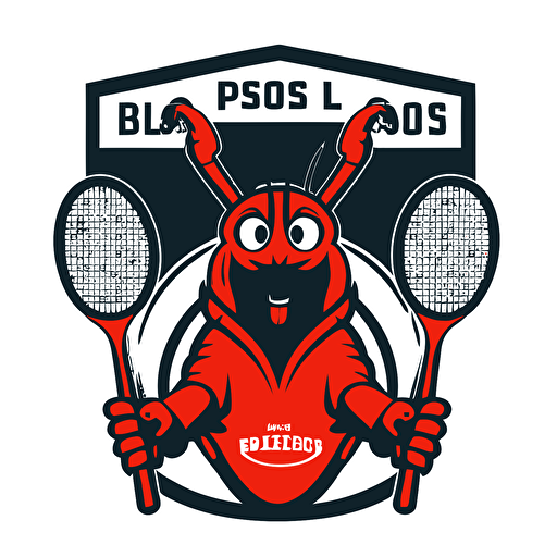 a sports mascot logo of a red lobstah with paddle ping pong, simple, vector