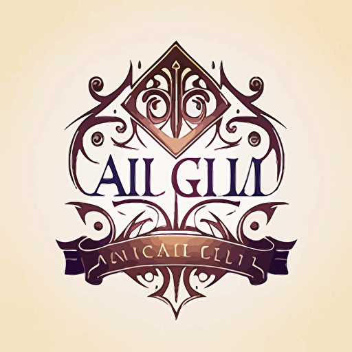Emblem logo, text is “Ai Magic Guild”, it has a slight nuance of advanced technology, Each piece has been treated with a set of fresh gradient colour combinations, vector, simple, flat, plain,smooth, low detail, minimal, white background