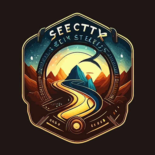 a seeker's journey, logo, sci-fy, vector