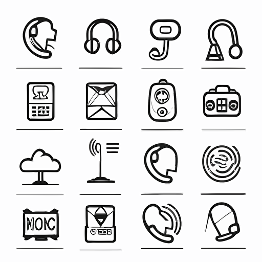 simple pictogram representing communication, line, vector, white background