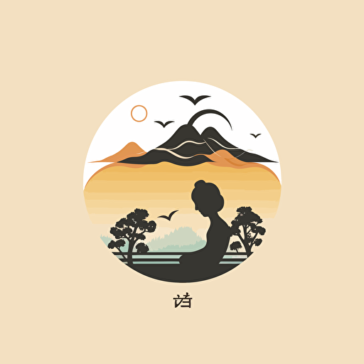 design a logo with japanese style, for a business based on wellbeing, simple, vector, hapiness and humouristic