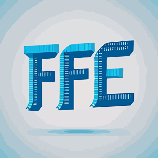 textual logo with the letter "f" monospaced programming font, flat, vector, color blue, white background