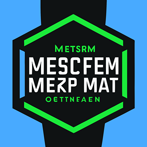 a flat vector MERN stack inspired logo blue, green, black with reflective lighting