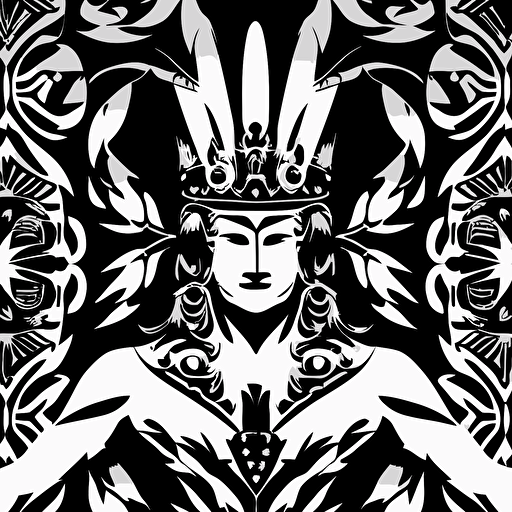 create a borderless wallpaper border pattern based on japanese ainu patterns and apache gaan dancer crown images and symbols black and white vector