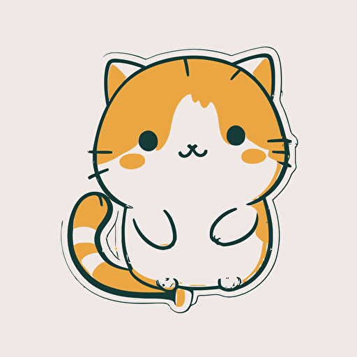 cute cat sticker vector white background kawaii