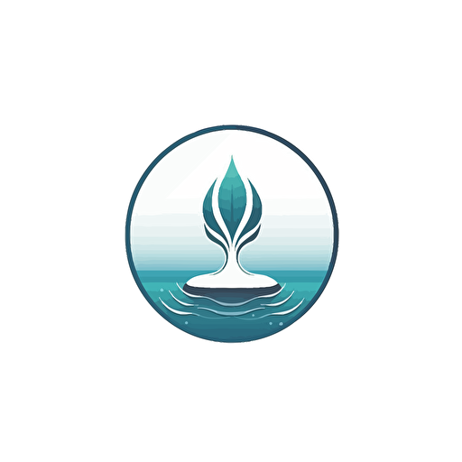 a round white, minimalistic, flat vector logo for an expensive natural alchemy company. Incorporate a water droplet