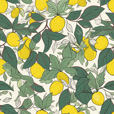 vector art repeated pattern of lemon with leaves tiled pattern repeating pattern tessellated