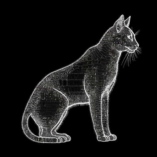 a Cat made of Matrix Ascii code, vector, clean, crisp
