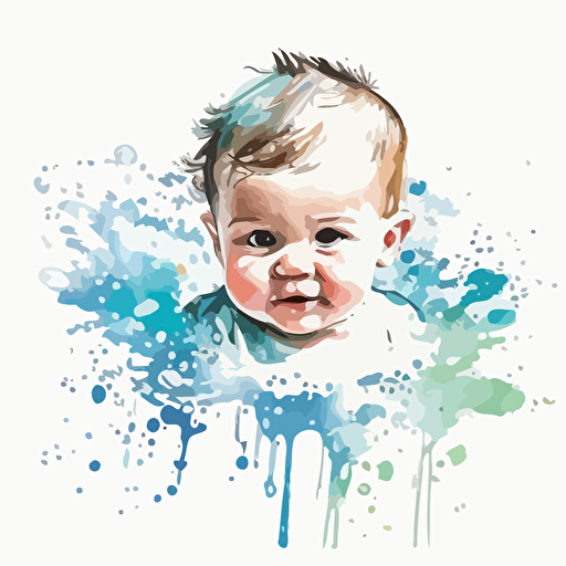 baby watercolor tarshier vector,comic style, white background