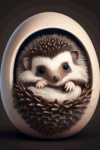a cute hedgehog curled up in a ball, vector art,
