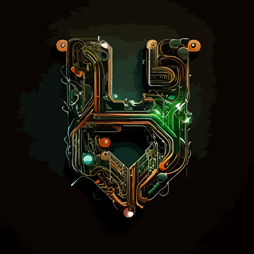 vector logo of the letter "H" overlayed with a circuit board, modern, artistic
