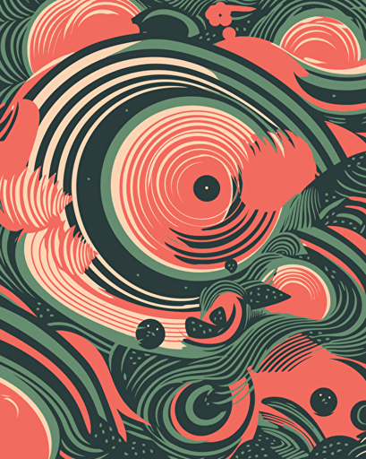 spiral watermelon, retro aesthetics, vector image, sticker design, pantone color scheme: 12-1706 TCX, 12-0824 TCX, 15-0146 TCX, 15-1164 TCX, 16-6340 TCX, 17-4247 TCX, 18-2043 TCX, 19-6026 TCX. The final piece should exude a warm, holiday-like ambiance.