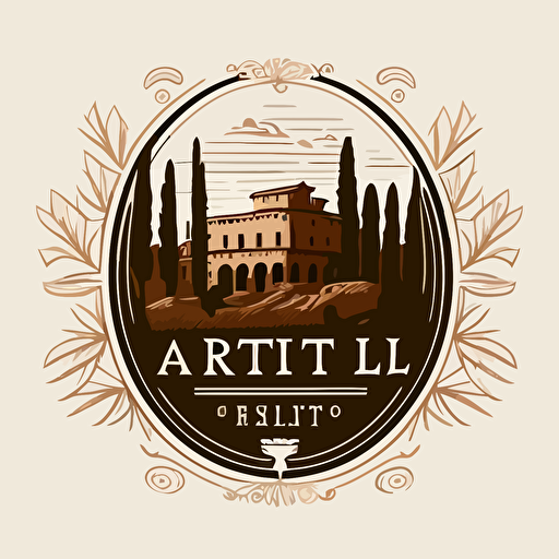 a simple logo, vector, pineto castle, outlin, Italian style, modern