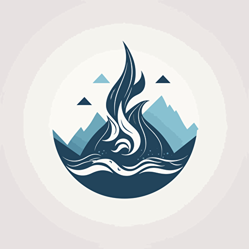 minimalistic viking logo, ice, wind, water, earth, fire, flat shading, vector style, modern