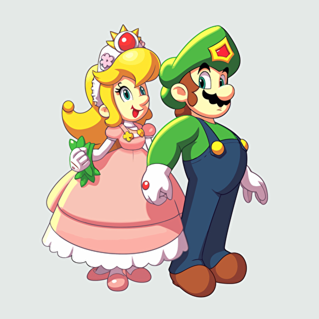 mario bros, luigi, princess peach, cute, cartoon, vector, hd,