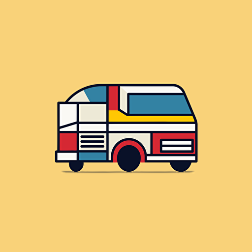 a flat vector logo of a concreate truck at an angle, very minimal, outline,by Paul Rand, De Stijl, vector, symbol