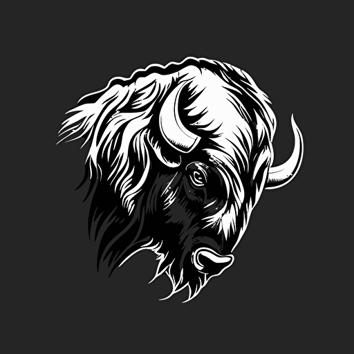 black and white logo . bison head . logo vector picture