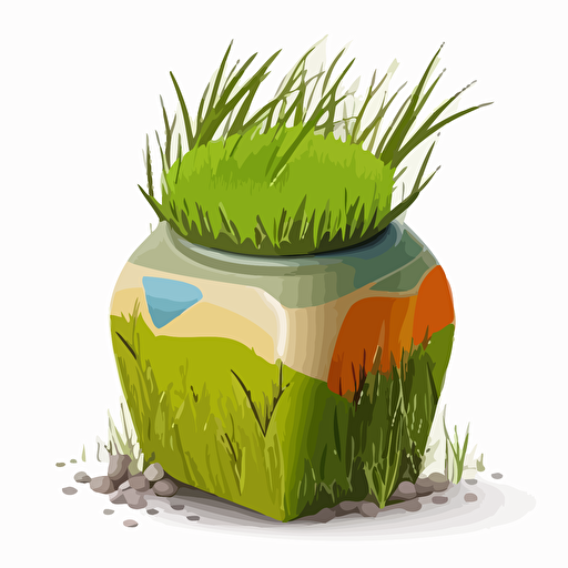 grass patches, vector art, morandi colours, isolated white background