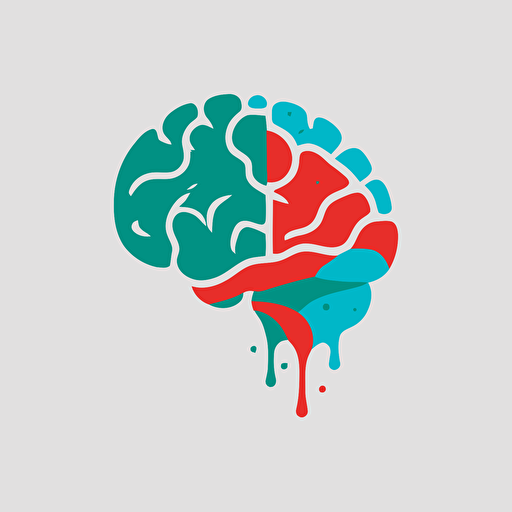 vector logo of a brain, flat design, svg, minimal, red green blue