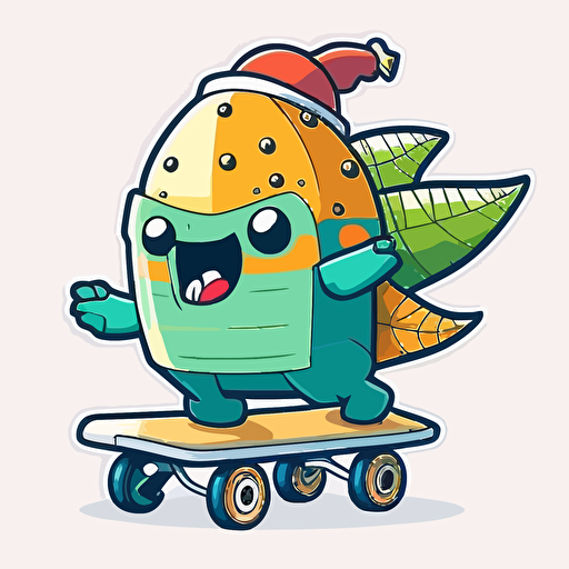 cupacabra riding a skateboard, vector logo, vector art, emblem, simple cartoon, 2d, no text, white background