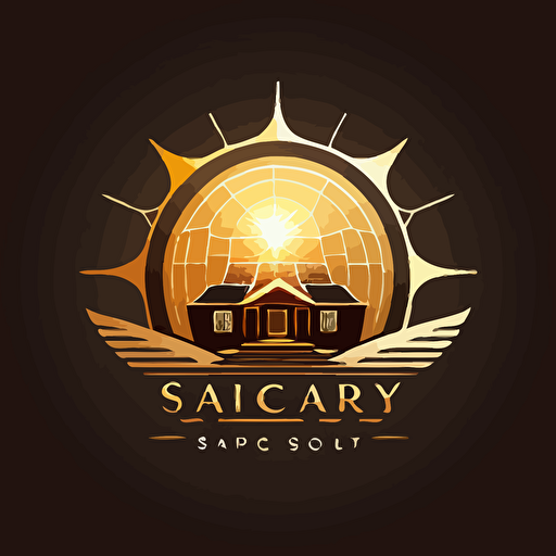 solar company logo with luxury home with sun vector