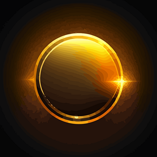 Gold glowing coin icon. Edge view. Bright and voluminous, vector.