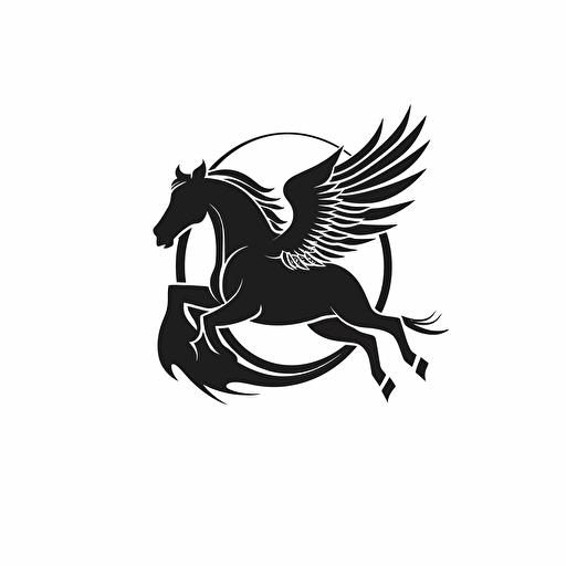 flying horse logo vector style minimal flat design black on white background