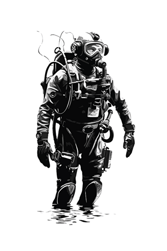 silhouette of a scuba diver, vector, svg, white backgroun