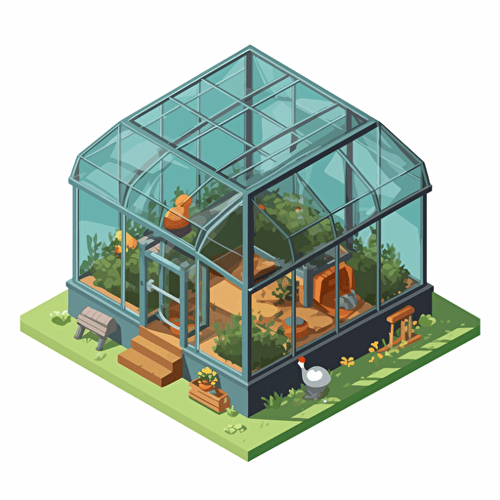 isometric cartoon vector image of a large broken aviary cage with no birds inside, transparent background