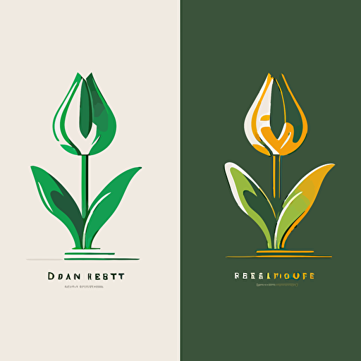 flat design vector minimalistic logo for Green Tulip project, combine symbol of tulip with symbol of science, don’t add text to the design