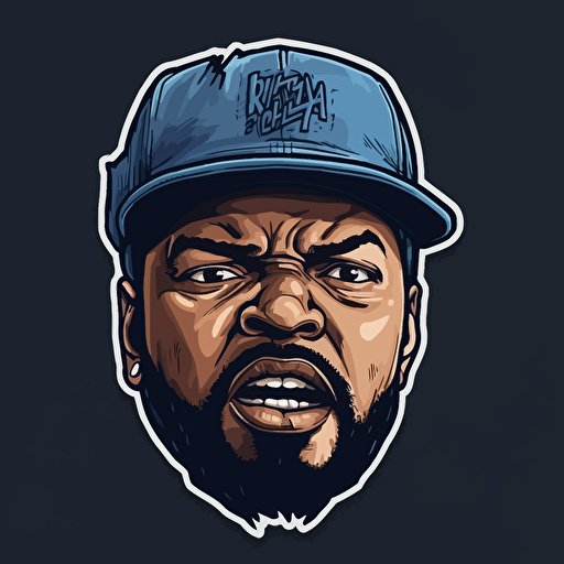 Ice Cube,Rapper,Horror, VHS Horror, Sticker, 80s horror comic art, Vector,