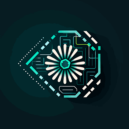 an elegant, beautiful, modern, contemporary vector logo of a flower with circuit board imagery for a tech company