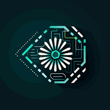 an elegant, beautiful, modern, contemporary vector logo of a flower with circuit board imagery for a tech company