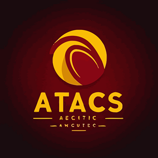 logo design, letter "AICS", simplistic, vector, flat 2d, dark red and dark yellow, company logo