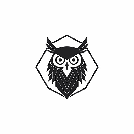 [Geometric Minimalist] iconic logo of [owl], [black] vector, on [white] backgroung