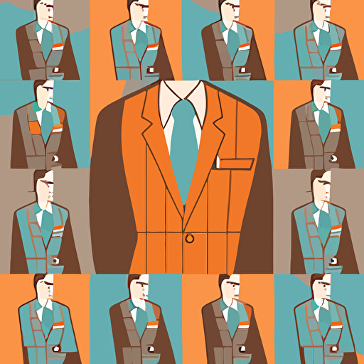 flat vector art, repeating tile of suit and ties