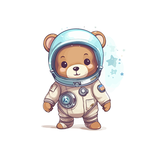 cute teddy like astronaut, vector, pastel color, white background