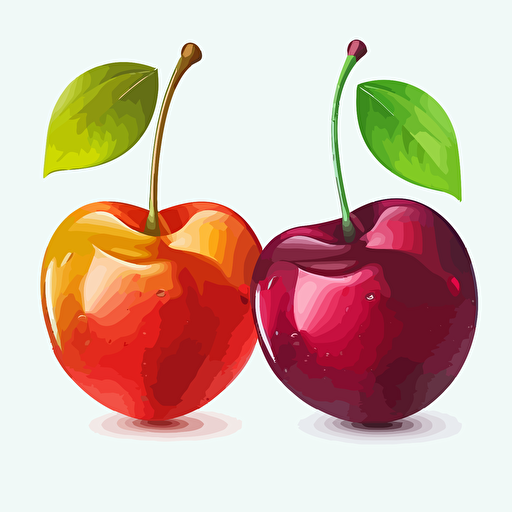 2 cherries icon. Bright and voluminous, vector. White background