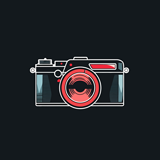 simple flat vector logo of a 35mm camera mixed with red Ray Ban shades
