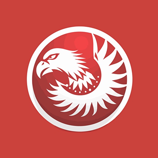logo for eagle and florball ball, red and white colors, retro , vector flat, PNG, SVG, flat shading, solid background, mascot, logo, vector illustration, masterwork, 2D, simple, illustrator