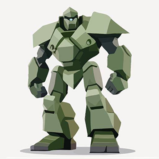 military golem, vector logo, vector art, emblem, simple cartoon, 2d, no text, white background