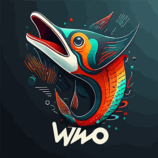 Design a logo for "WAHOO", minimalistic, fashion, colorful, vector, including the letter "WAHOO" and a surprised expression, style of TikTok