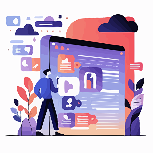 an illustration showing personalized content feed on social media, illustration, vector, minimalist,