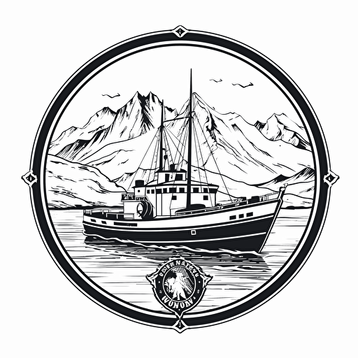 articsea logo a boat expedition company in antartica, vector art, line work, simple