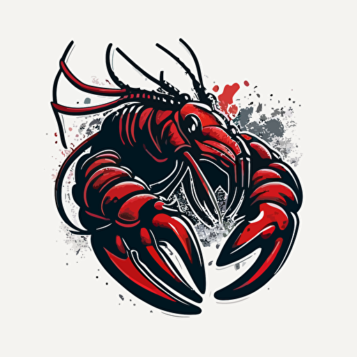 Red Lobstah, sports logo style, white background, vector