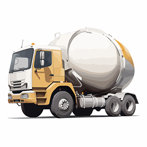 concrete mixer truck, high detailed, vector style, cartoon style, white background, profile view